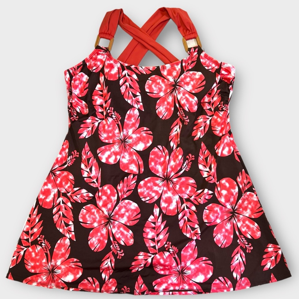 ISLANDER | Swim Dress Tropical Brown Coral | 22W